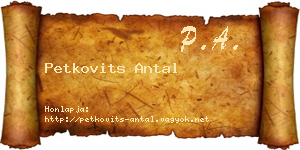 Petkovits Antal névjegykártya